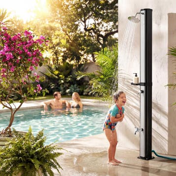 Zonnedouche Ofanto 35 l - zwart/zilver, Verzenden, Nieuw