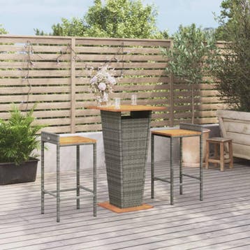 vidaXL 3-delige Tuinbarset poly rattan en massief acaciahout, Verzenden, Nieuw, 2 zitplaatsen