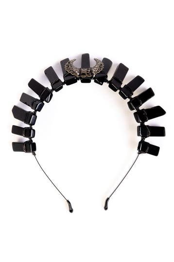 KIMU® Haarband Bergkristal Zwart Maan Kristal Diadeem Fantas, Ophalen of Verzenden, Nieuw, Carnaval, Accessoires