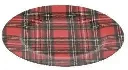 Onderbord Tartan Schotse ruit Rood blok 33 cm rond kunststof, Ophalen of Verzenden, Nieuw
