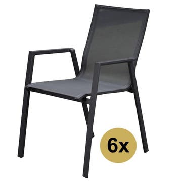Set van 6 New Valley stapelbare tuinstoelen antraciet, Tuin en Terras, Ophalen of Verzenden, Nieuw