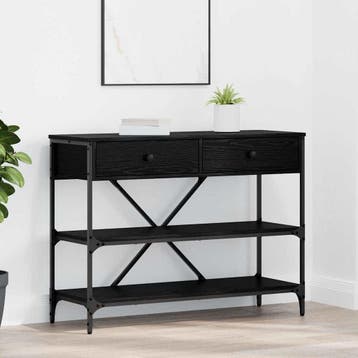 vidaXL Wandtafel met lade Zwart Eiken 100 x 34,5 x 75 cm, Huis en Inrichting, Tafels | Bijzettafels, Verzenden, Nieuw
