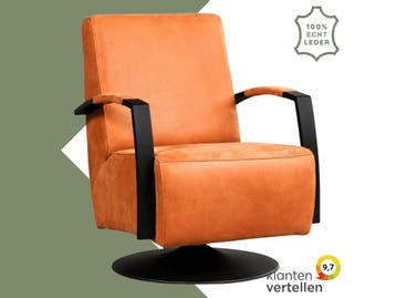 Leren draaifauteuil Mood - Kenia Rost (oranje) -, Nieuw, Ophalen of Verzenden, 50 tot 75 cm, Industrieel, Modern