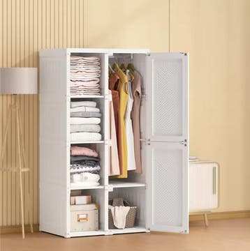 Opvouwbare Kledingkast PP –136×69×50 cm, Met Roede en Vakken, Verzenden, Nieuw