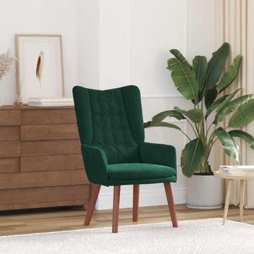 vidaXL Fauteuil Donkergroen 63 x 67 x 94 cm Fluweel, Huis en Inrichting, Verzenden, Nieuw