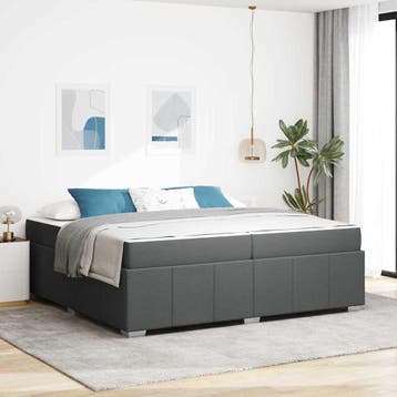 vidaXL Bedframe met matras Donkergrijs 200 x 200 cm Stof, Verzenden, Nieuw, Grijs, Stof