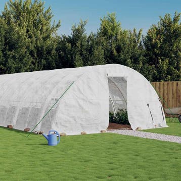 vidaXL Tuinkas met stalen frame 120 m² 24x5x2,3 m wit, Verzenden, Nieuw