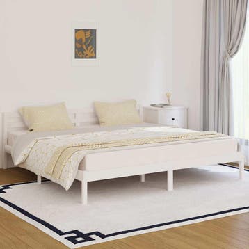 vidaXL Bedframe massief grenenhout wit 200x200 cm, Verzenden, Wit, Overige maten, 200 cm