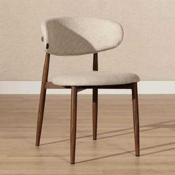 50% Korting: Eetkamerstoel Lara linnen taupe, Ophalen, Zo goed als nieuw, Grijs, Scandinavisch, Japandi, Retro