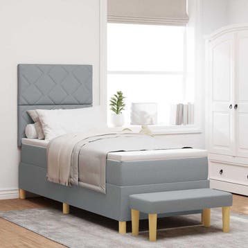 vidaXL Boxspring bed met hoofdeinde Lichtgrijs 200 x 80 cm, Verzenden, Nieuw, Eenpersoons