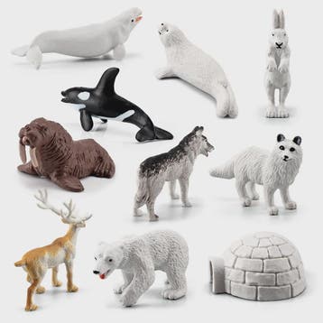 Set van 10 Arctische Dieren Figuren - Realistische Poolbeer,