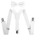 Fako Fashion - Kinder Bretels Met Vlinderstrik - 65cm - Wit, Verzenden, Nieuw