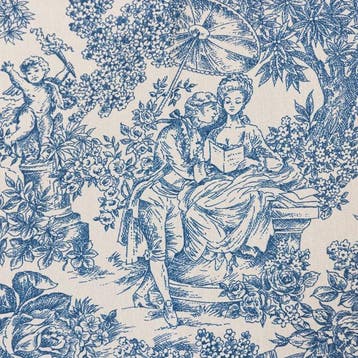 BA065 - Stof Toile de Jouy Blauw – 2.8 x 2.5 m - Meubelstof