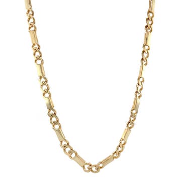 Gouden heren fantasie collier 80 cm 14 karaat, Sieraden, Tassen en Uiterlijk, Kettingen, Verzenden, Zo goed als nieuw, Goud