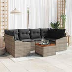 vidaXL Tuinbankenset met opslag 7 pcs Grijs poly rattan, Verzenden, Nieuw, Rotan, 7 zitplaatsen
