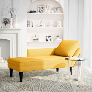 vidaXL Chaise longue met kussen corduroy stof lichtgeel, Verzenden, Nieuw