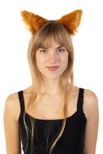 Haarband Grote Furry Oortjes Cognacbruin Wit Beer Vos Diadee, Ophalen of Verzenden, Nieuw, Carnaval, Accessoires