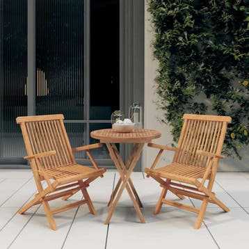 vidaXL 3-delige Tuinset massief teakhout, Tuin en Terras, Verzenden, Nieuw, Tuinset