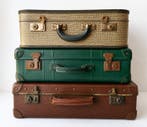 Opbergkoffer (3) - Canvas, Leder, Metaal - Set van 3