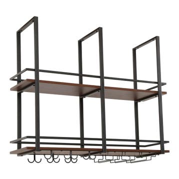 Wijnrek Hubro zwart en walnootkleurig 100x30x85 cm [en.casa], Verzenden, Nieuw