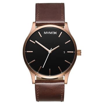 MVMT Rose Gold Case Herenhorloge Leren Band - Gebruikt, Ophalen of Verzenden, Nieuw