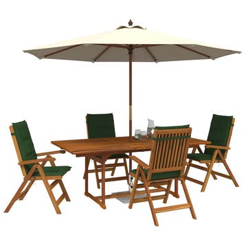 vidaXL 5-delige tuin eetset Naturel Massief Acaciahout, Tuin en Terras, Verzenden, Nieuw