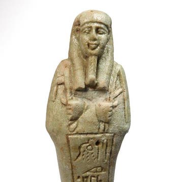 Oude Egypte, Ptolemeïsch Faience Shabti met hiërogliefen