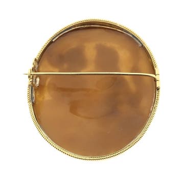 Antiek gouden broche met camee, Sieraden, Tassen en Uiterlijk, Broches, Gebruikt, Ophalen of Verzenden, Met edelsteen, Goud