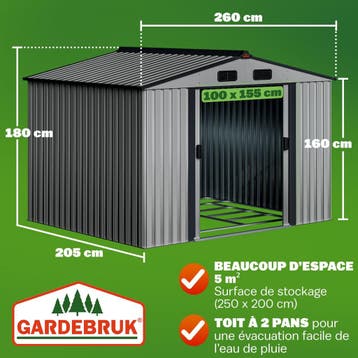 Gereedschapsschuur Grijs-Metallic Metaal 260x205x180cm, Verzenden, Nieuw