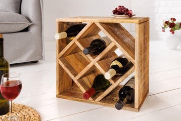 Massief houten wijnrek CUBUS 40cm mango handgemaakte, Ophalen of Verzenden, Nieuw