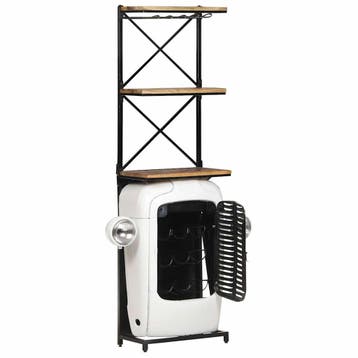 vidaXL Wijnkast tractor 49x31x172 cm ruw mangohout wit, Verzenden, Nieuw