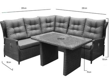 Ibiza premium dining loungeset 4-delig antraciet vlechtwerk, Tuin en Terras, Tuinsets en Loungesets, Ophalen of Verzenden, Nieuw