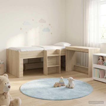 vidaXL Hoge Bed Frame met Bureau voor Kinderen 2 st Sonoma, Verzenden, Nieuw, Bruin, Hout