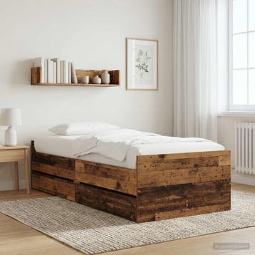 vidaXL Bedframe met lade met opslag Oud hout Massief, Verzenden, Nieuw, Bruin, Hout