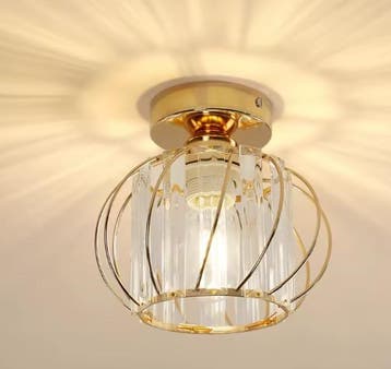 Moderne Kristallen Plafondlamp – Goud E27 Semi-Inbouwlamp, Verzenden, Nieuw