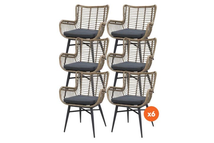 VDG Set van 6 - Jasmine dining tuinstoel - Naturel, Tuin en Terras, Tuinsets en Loungesets, Nieuw, Overige materialen, Verzenden