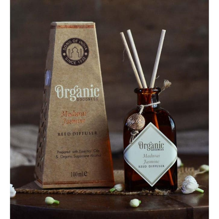 Geurstokjes Diffuser Madurai Jasmine (in amberkleurig glas,, Huis en Inrichting, Woonaccessoires | Overige, Ophalen of Verzenden