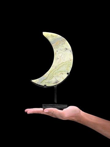 GEEN MINIMUMPRIJS - Prachtige Onyx Crescent Moon-Shaped op