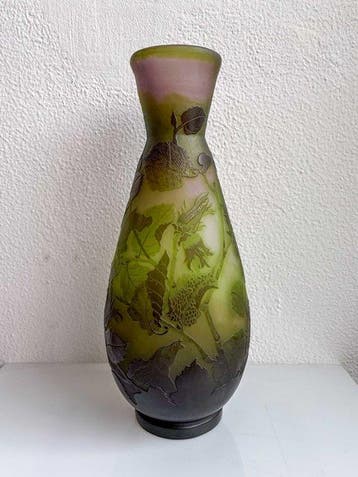 Grande vaso in vetro con decoro botanico Établissements
