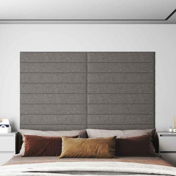vidaXL Wandhoofdbord 12 pcs Lichtgrijs 90 x 15 cm Stof, Verzenden, Nieuw, Stof
