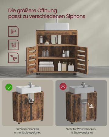 Badkamerkast Onderbouw Wastafel - Rustiek Hout Design met 2, Verzenden, Nieuw