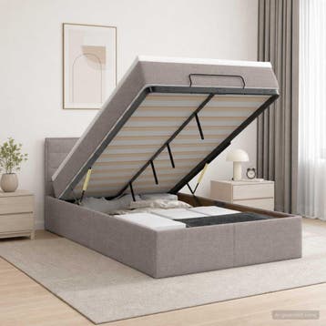 vidaXL Ottoman bed met matras met hoofdeinde Taupe 120 x 190, Verzenden, Nieuw, Twijfelaar