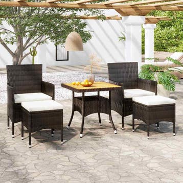 vidaXL 5-delige Tuinset poly rattan en massief acaciahout, Verzenden, Nieuw, 5 zitplaatsen, Tuinset