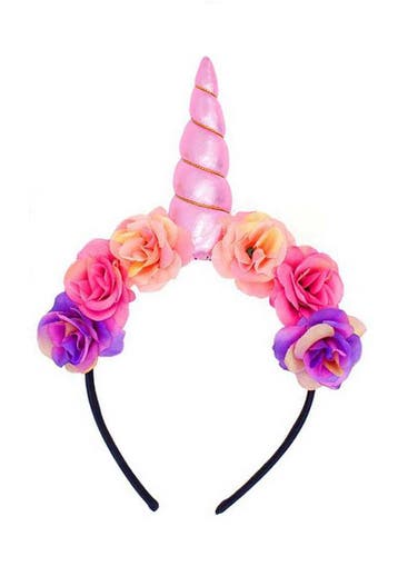 KIMU® Bloemen Eenhoorn Haarband Lichtroze Unicorn Diadeem Ro, Ophalen of Verzenden, Nieuw, Carnaval, Accessoires