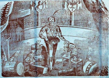 Clown Rebeschky inmitten dressierter Pudel - 1863