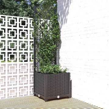 vidaXL Plantenbak met trellis zwart 40x40x136 cm PP, Kunststof, Verzenden, Minder dan 60 cm, Nieuw