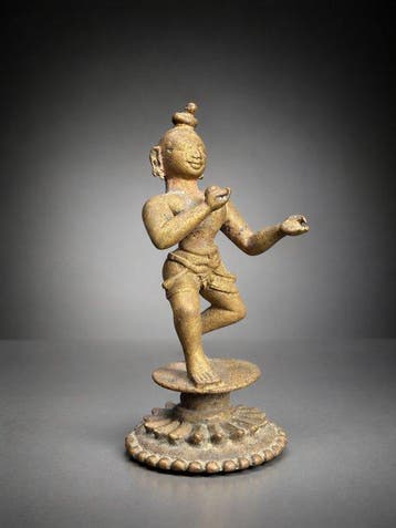Beeld, Krishna Venugopala - Orissa - 13 cm - Brons, Antiek en Kunst