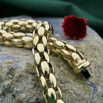 Gouden Meshschakel armband (Schakelarmband), Ophalen of Verzenden, Gebruikt, Goud, Goud