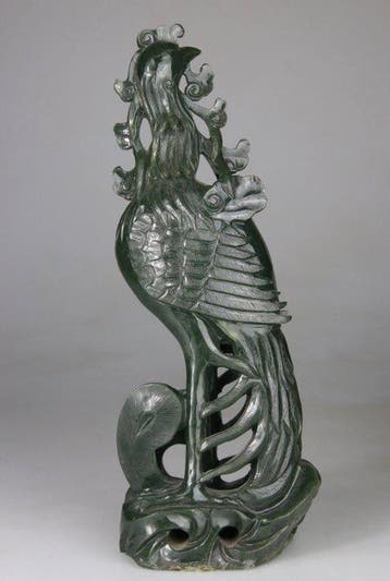Zeldzaam beeldje, gebeeldhouwde feniks-vogel, sculptuur -
