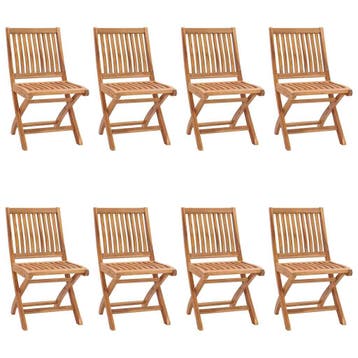 vidaXL Opklapbare stoelen, 8 stuks, massief teakhout, Verzenden, Nieuw, Hout